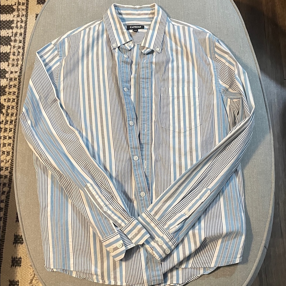 Express Striped Blue and Cream Shirt